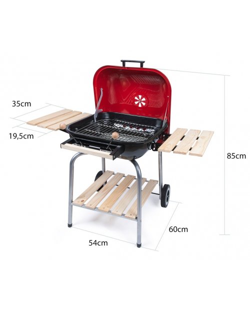 GRILL OGRODOWY DUŻY WĘGLOWY 3 PÓŁKI Z POKRYWĄ