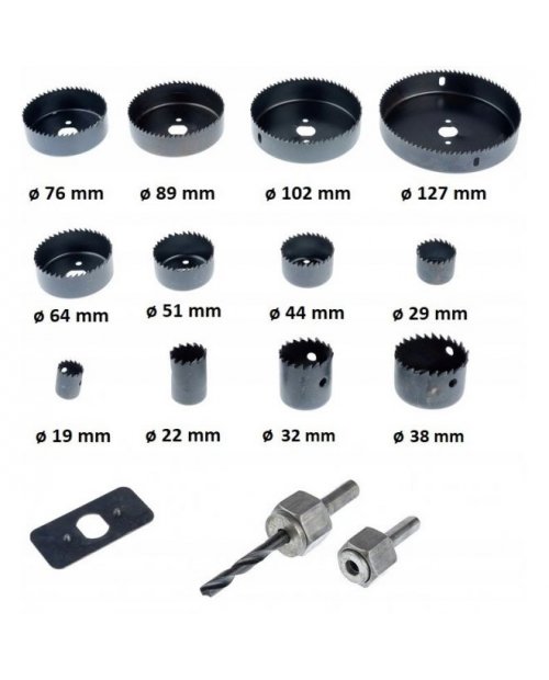 ZESTAW OTWORNIC 16 sztuk 19-127 mm OTWORNICA DO DREWNA FREZY OTWORNICE