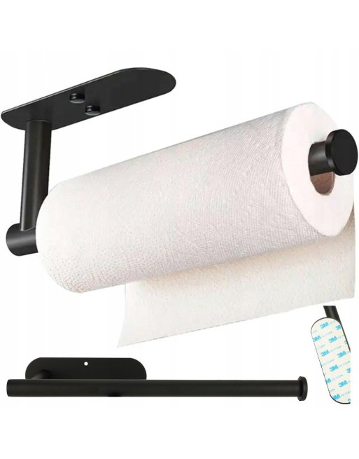 UCHWYT WIESZAK NA RĘCZNIK PAPIEROWY KUCHENNY bez wiercenia CZARNY MAT LOFT UCHWYT WIESZAK NA RĘCZNIK PAPIEROWY KUCHENNY bez wiercenia CZARNY MAT LOFT