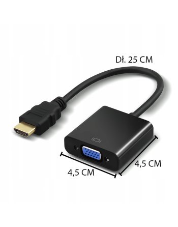 KONWERTER HDMI DO VGA D-SUB 15 PIN KABEL ADAPTER MONITOR FULL HD 1080p