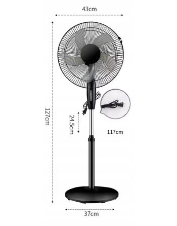 WENTYLATOR PODŁOGOWY STOJĄCY WIATRAK DO DOMU BIURA MOCNY CZARNY
