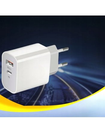ZESTAW | SZYBKA ŁADOWARKA SIECIOWA USB TYPE-C + KABEL TYPE C | PD20W 3000mA