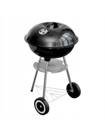 GRILL OGRODOWY WĘGLOWY OKRĄGŁY POKRYWA RUSZT KÓŁKA Z POKRYWĄ PÓŁKA