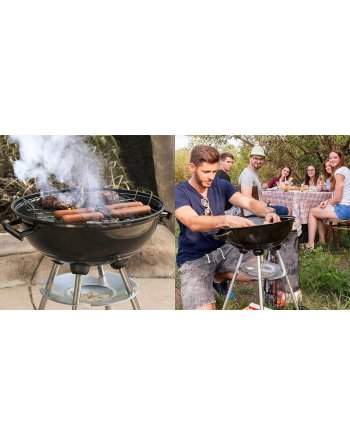 GRILL OGRODOWY WĘGLOWY OKRĄGŁY POKRYWA RUSZT KÓŁKA Z POKRYWĄ PÓŁKA