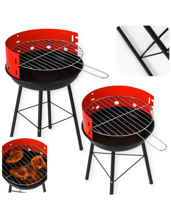 GRILL WĘGLOWY OGRODOWY SKŁADANY 43CM NA WĘGIEL Z RUSZTEM TARAS OGRÓD