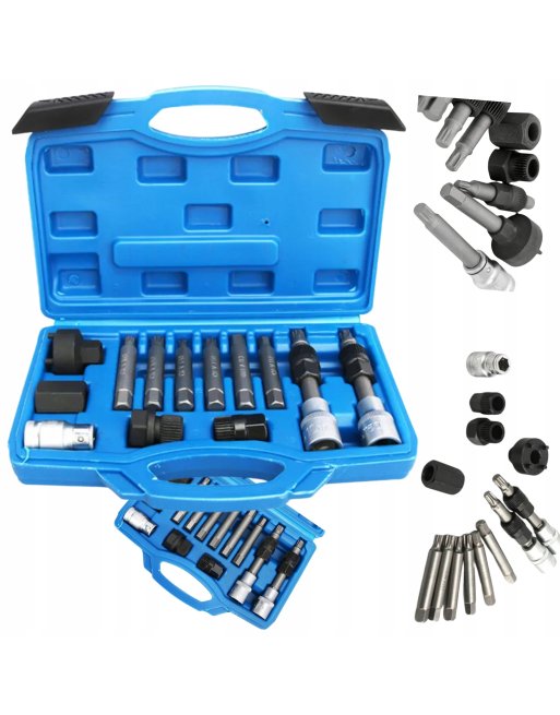 KLUCZE DO ALTERNATORÓW ZE SPRZĘGŁEM TORX SPLINE KOMPLET 13 EL. ZESTAW