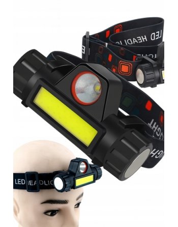 LATARKA CZOŁOWA Z MAGNESEM COB LED CZOŁÓWKA 4w1 LAMPKA USB AKUMULATOR