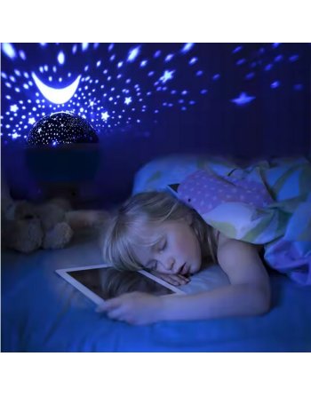 PROJEKTOR DLA DZIECI LAMPKA NOCNA GWIAZDY NIEBA 2W1 KSIĘŻYCA OBROTOWA 360