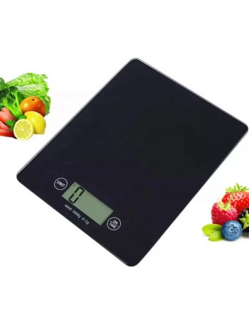 WAGA KUCHENNA ELEKTRONICZNA LCD 5KG 1G SZKLANA CZARNA DOMOWA PŁASKA BATERIE