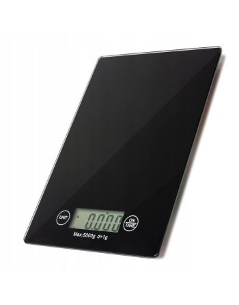 WAGA KUCHENNA ELEKTRONICZNA LCD 5KG 1G SZKLANA CZARNA DOMOWA PŁASKA BATERIE