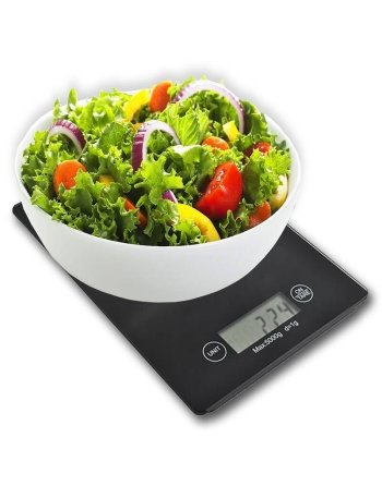 WAGA KUCHENNA ELEKTRONICZNA LCD 5KG 1G SZKLANA CZARNA DOMOWA PŁASKA BATERIE