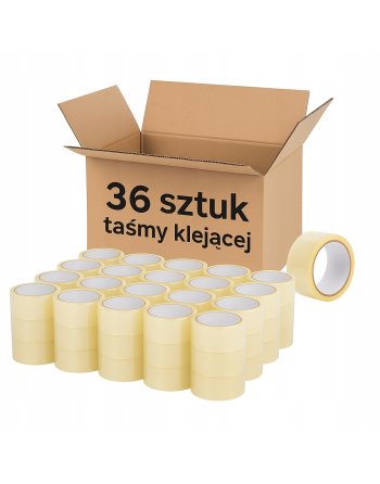 TAŚMA PAKOWA klejąca 48/50y Taśma BEZBARWNA MOCNA AKRYLOWA 36szt.
