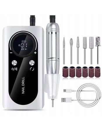 FREZARKA DO PAZNOKCI Manicure MOCNA + FREZY 45000RPM AKUMULATOR PEDICURE V2