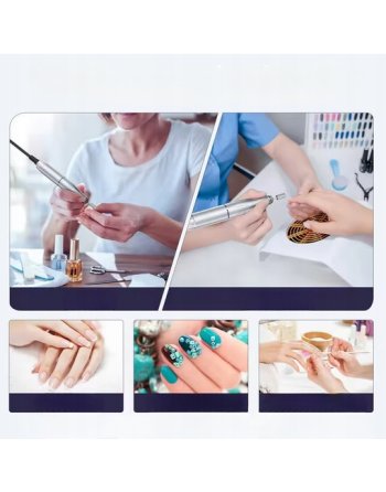 FREZARKA DO PAZNOKCI Manicure MOCNA + FREZY 45000RPM AKUMULATOR PEDICURE V2