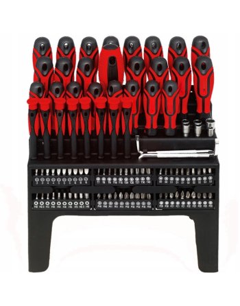 Zestaw ŚRUBOKRĘTÓW wkrętaków BITÓW 122 SZT. ELEMENTÓW w STOJAKU