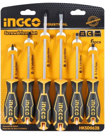 ZESTAW WKRĘTAKÓW ŚRUBOKRĘTÓW WKRĘTAKI ŚRUBOKRĘTY PŁASKIE KRZYŻAKOWE 6 szt.
