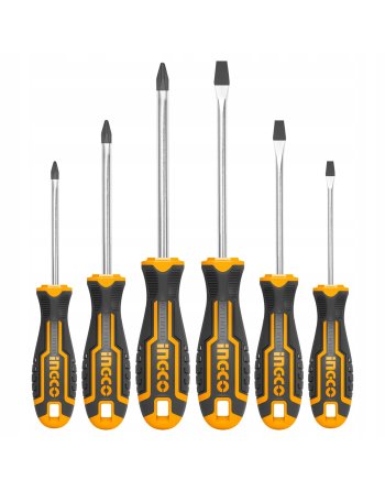 ZESTAW WKRĘTAKÓW ŚRUBOKRĘTÓW WKRĘTAKI ŚRUBOKRĘTY PŁASKIE KRZYŻAKOWE 6 szt.