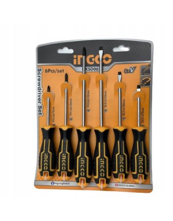 ZESTAW WKRĘTAKÓW ŚRUBOKRĘTÓW WKRĘTAKI ŚRUBOKRĘTY PŁASKIE KRZYŻAKOWE 6 szt.