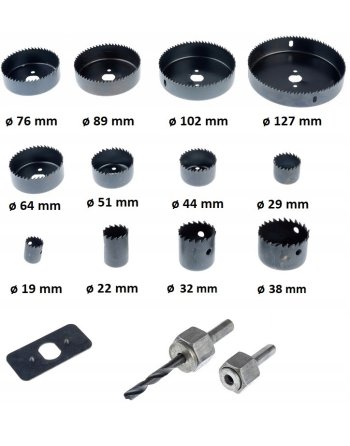 Otwornica do drewna Koronkowe Solidne Otwornice 16 szt 19-127mm + Kasetka