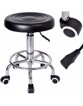 STOŁEK KOSMETYCZNY TABORET FRYZJERSKI NA KÓŁKACH REGULOWANY OBROTOWY HOKER