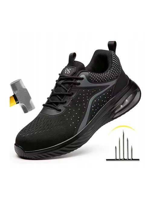 Buty męskie robocze SNEAKERSY czarne Oddychające z Noskiem BHP Lekkie r. 46