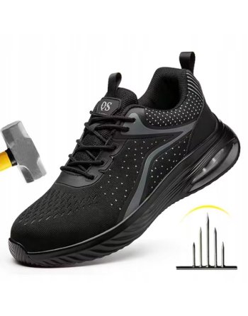 Buty męskie robocze SNEAKERSY czarne Oddychające z Noskiem BHP Lekkie r. 44