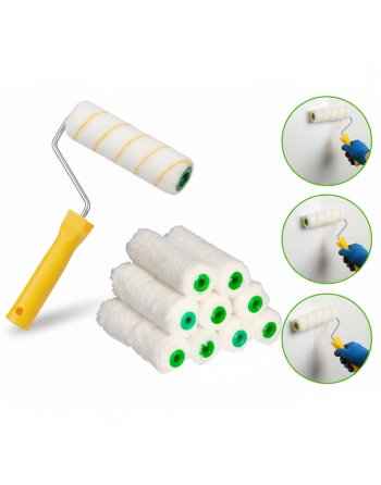 ZESTAW WAŁKÓW MALARSKICH MIKROFIBRA 10cm 10SZT + rączka WAŁEK MALARSKI 110