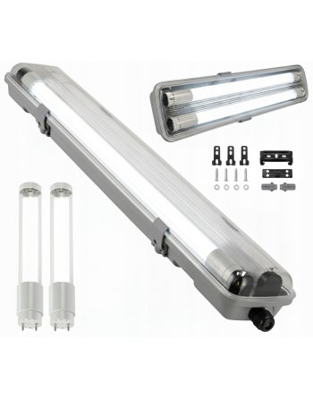 Oprawa Hermetyczna 60cm lampa + 2x świetlówki LED Wodoszczelna Do Garażu