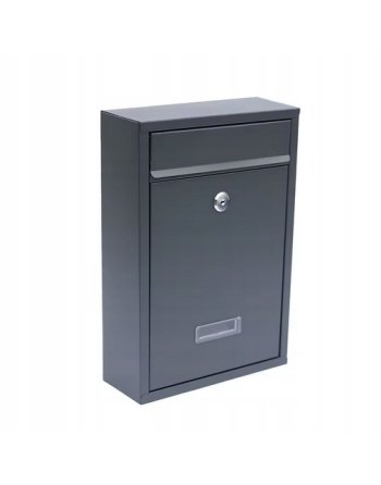 SKRZYNKA POCZTOWA NA LISTY ULOTKI POCZTĘ STALOWA DOM NA OGRODZENIE SZARA