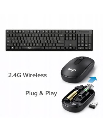 KLAWIATURA MYSZ ZESTAW BEZPRZEWODOWY ERGONOMICZNY CZARNY DO LAPTOP PC USB