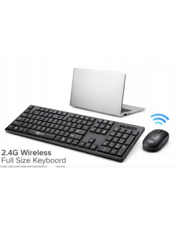 KLAWIATURA MYSZ ZESTAW BEZPRZEWODOWY ERGONOMICZNY CZARNY DO LAPTOP PC USB