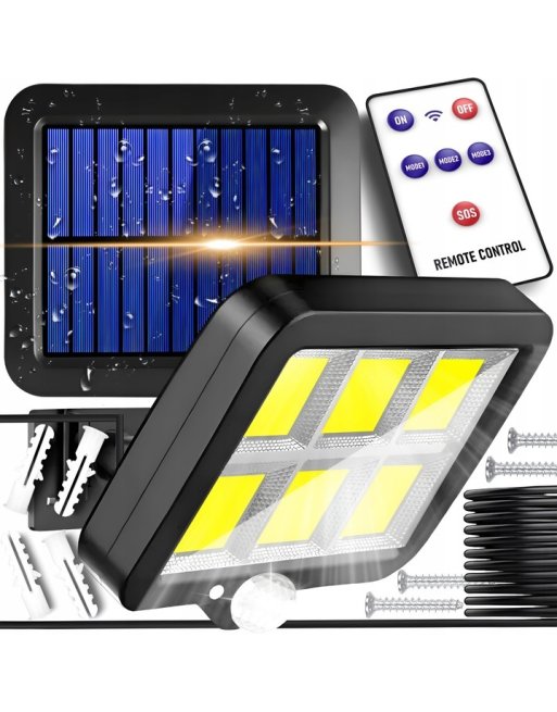LAMPA SOLARNA Z CZUJNIKIEM RUCH ZMIERZCHU LED COB 2400mA LAMPA ULICZNA