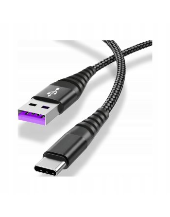 Kabel USB - USB Typ C Szybkie Ładowanie Transfer Czarny 2m 5A SZYBKI KABEL