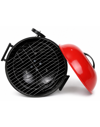 GRILL OGRODOWY WĘGLOWY OKRĄGŁY POKRYWA RUSZT KÓŁKA Z POKRYWĄ PÓŁKA