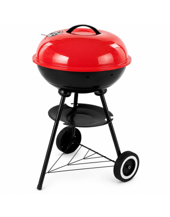 GRILL OGRODOWY WĘGLOWY OKRĄGŁY POKRYWA RUSZT KÓŁKA Z POKRYWĄ PÓŁKA