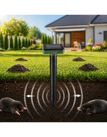 ODSTRASZACZ NA KRETY NORNICE MYSZY KUNY GRYZONIE SOLARNY WIBRACYJNY 850m2