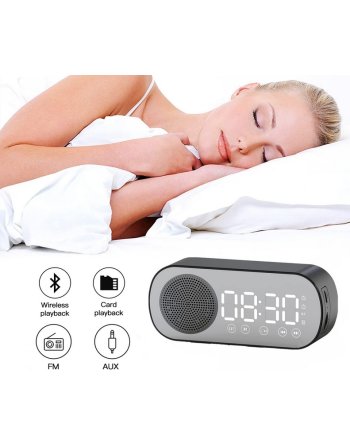 Radiobudzik LED Bluetooth 5.0 Głośnik FM USB TF Lustrzany Podwójny Budzik