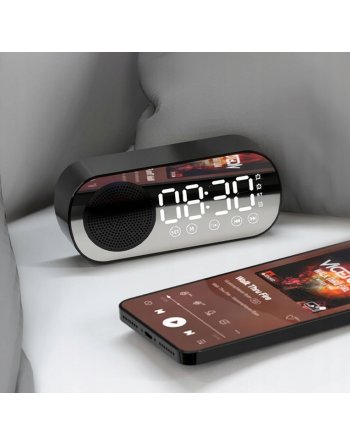 Radiobudzik LED Bluetooth 5.0 Głośnik FM USB TF Lustrzany Podwójny Budzik