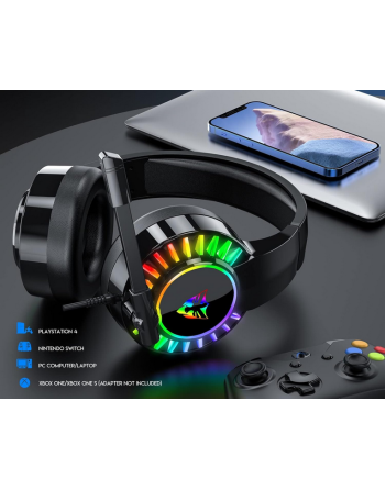 SŁUCHAWKI Gamingowe z MIKROFONEM Podświetlenie LED RGB PC PS4 PS5 Xbox