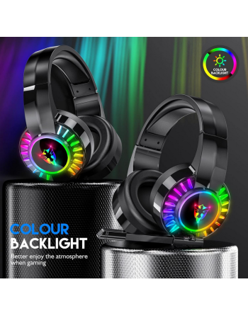 SŁUCHAWKI Gamingowe z MIKROFONEM Podświetlenie LED RGB PC PS4 PS5 Xbox