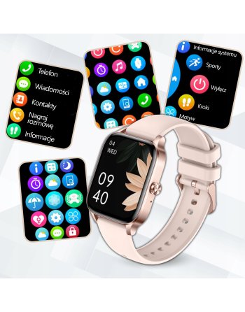 ZEGAREK SMARTWATCH DAMSKI SMS ROZMOWY SPORT ZDROWIE MENU PL PINK