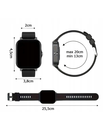 ZEGAREK SMARTWATCH DAMSKI SMS ROZMOWY SPORT ZDROWIE MENU PL CZARNY