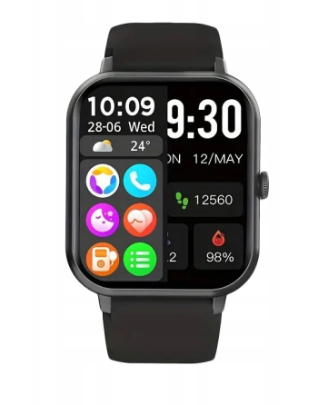ZEGAREK SMARTWATCH DAMSKI SMS ROZMOWY SPORT ZDROWIE MENU PL CZARNY