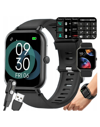 ZEGAREK SMARTWATCH DAMSKI SMS ROZMOWY SPORT ZDROWIE MENU PL CZARNY