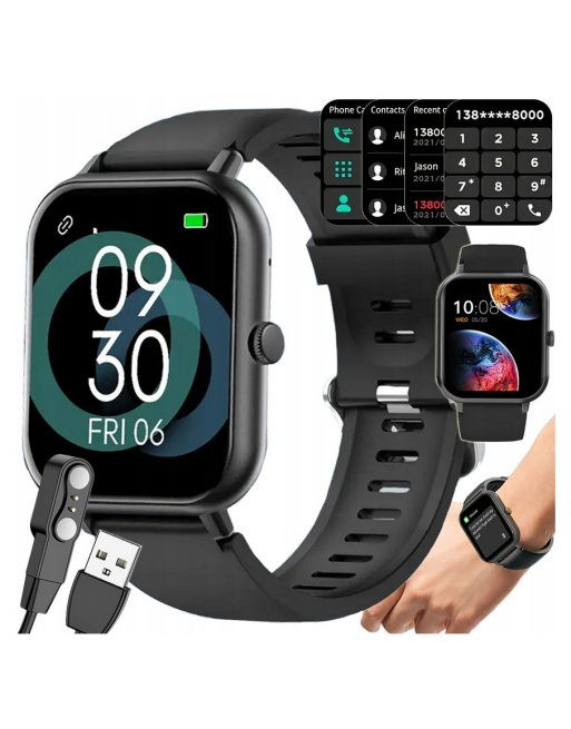 ZEGAREK SMARTWATCH DAMSKI SMS ROZMOWY SPORT ZDROWIE MENU PL CZARNY