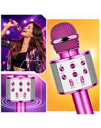 MIKROFON BEZPRZEWODOWY KARAOKE DLA DZIECI BLUETOOTH Z GŁOŚNIKIEM GŁOŚNIK