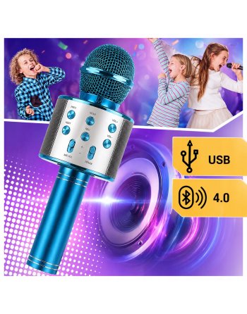 MIKROFON BEZPRZEWODOWY KARAOKE DLA DZIECI BLUETOOTH Z GŁOŚNIKIEM GŁOŚNIK