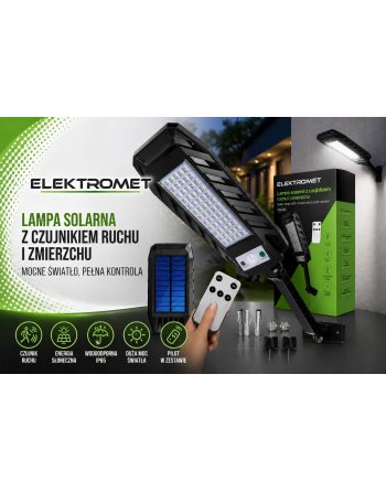 LAMPA SOLARNA OGRODOWA ZEWNĘTRZNA LED ULICZNA Z CZUJNIKIEM RUCHU ZMIERZCHU