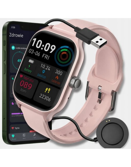 SMARTWATCH MĘSKI DAMSKI ZEGAREK ROZMOWY J.POLSKI TĘTNO CIŚNIENIE TLEN SPORT