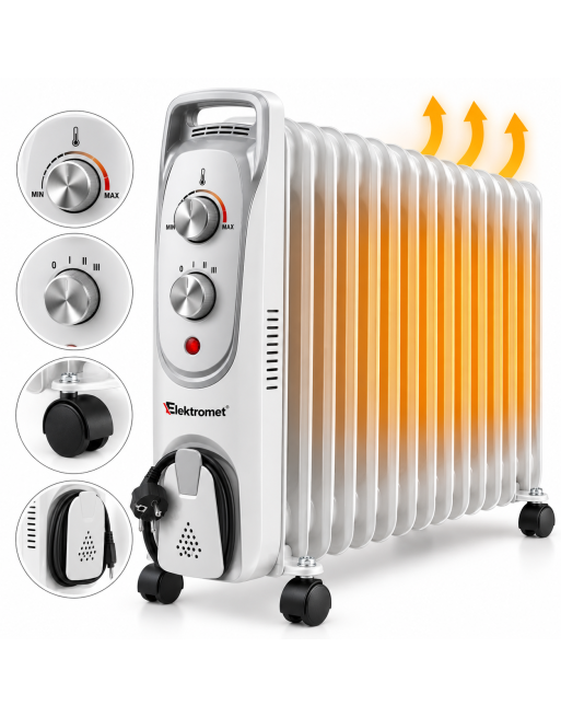GRZEJNIK OLEJOWY 13 ŻEBEREK ENERGOOSZCZĘDNY TERMOSTAT 2900W ELEKTRYCZNY